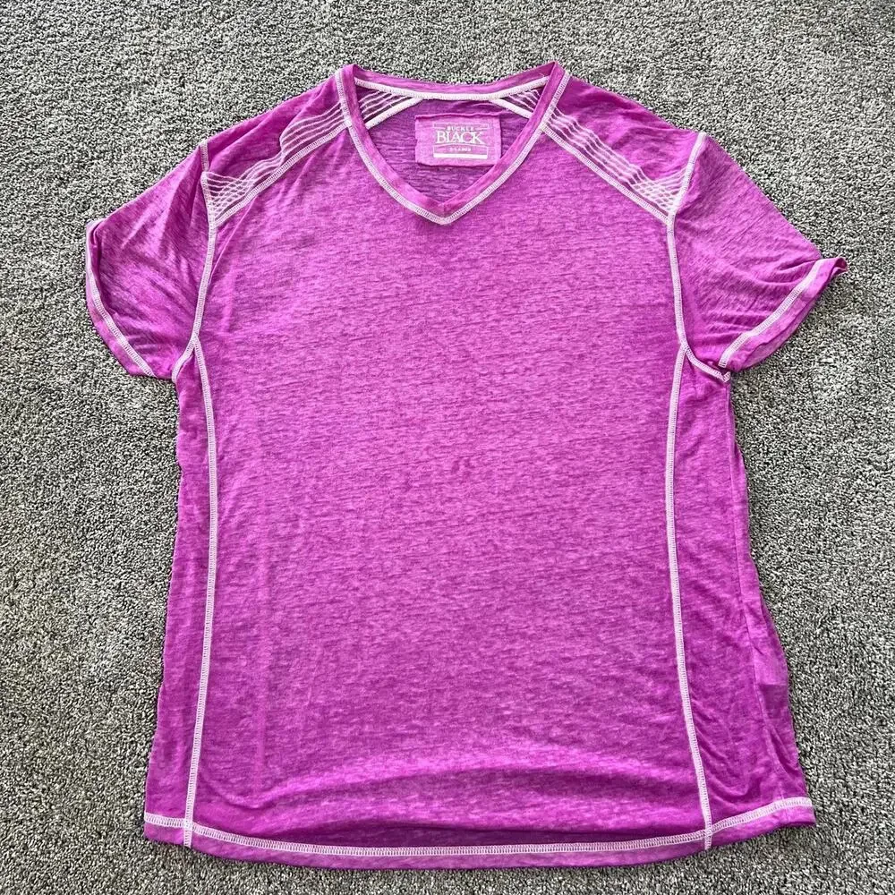 Buckle Black Mens Pink Crossed Lines T-Shirt size XL - Picture 1 of 3